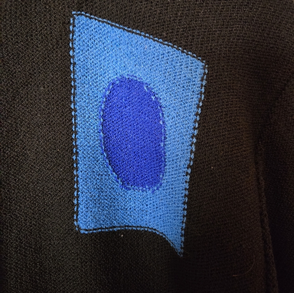 ALNORAL Women's Size M 75% Wool Art-to-Wear tunic cardigan with patchwork detail - Picture 9 of 11